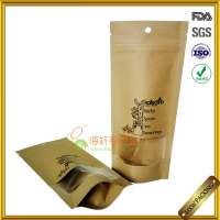 stand up spices packing natural paper bag with zipper and clear window